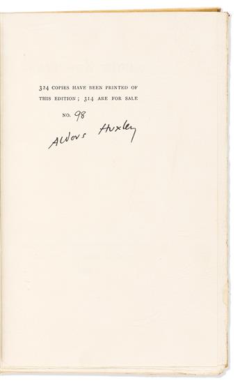 Huxley, Aldous (1894-1963) Brave New World, Signed Limited First Edition.